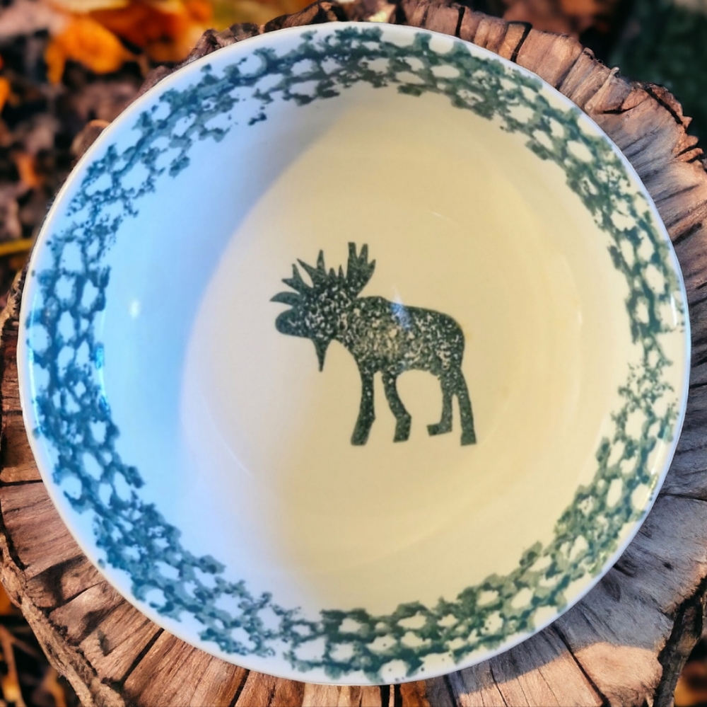 HP😊 1 Vtg Soup/Cereal Bowl Dish Moose Country by TIENSHAN Folk Craft